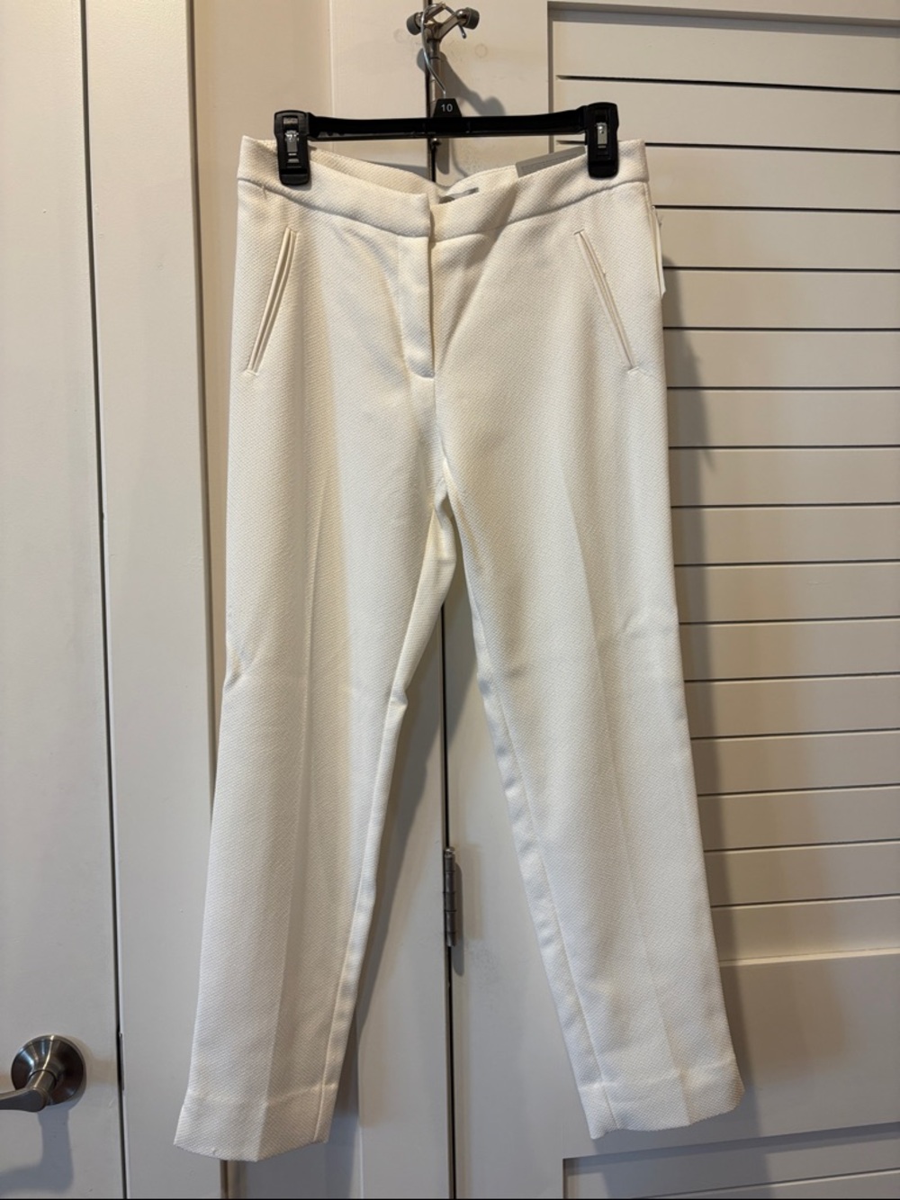 H&M Cream Straight-Leg Textured crop pants NWT